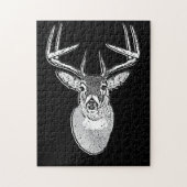 Buck on Black White Tail Deer head Legpuzzel (Verticaal)