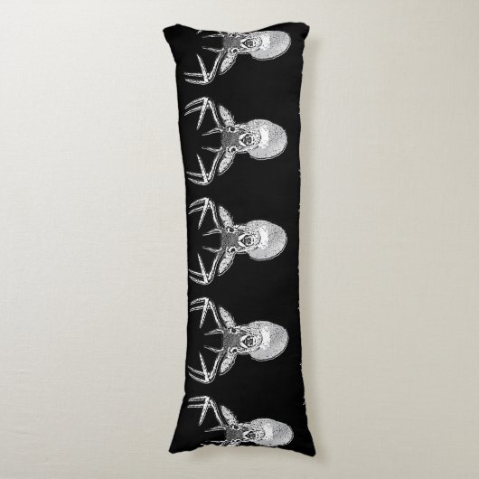 Buck on Black White Tail Deer head Lichaamskussen (Voorkant Verticaal)