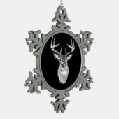 Buck on Black White Tail Deer head Tin Sneeuwvlok Ornament (Links)