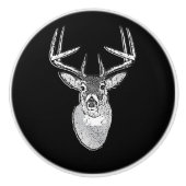 Buck on Black White Tail Deer Keramische Knop (Voorkant)