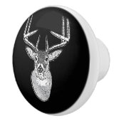 Buck on Black White Tail Deer Keramische Knop (Rechts)