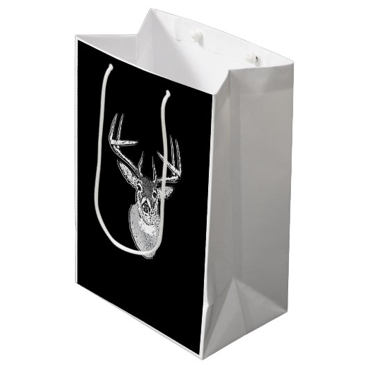 Buck on Black White Tail Deer Medium Cadeauzakje (Voorkant Gekanteld)