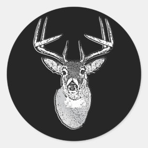 Buck on Black White Tail Deer Ronde Sticker