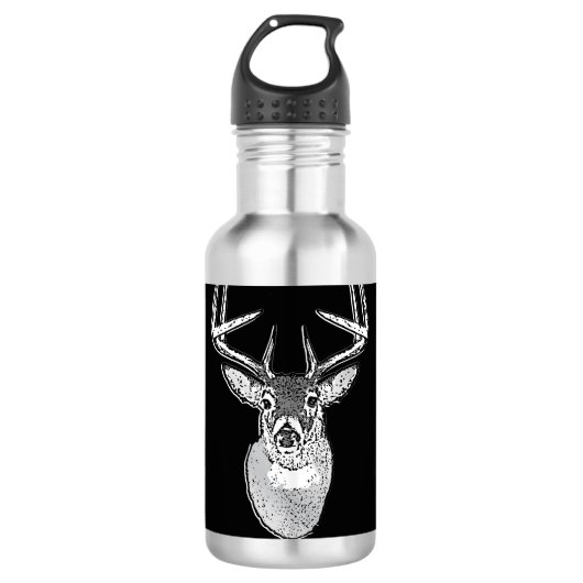 Buck on Black White Tail Deer Waterfles (Voorkant)