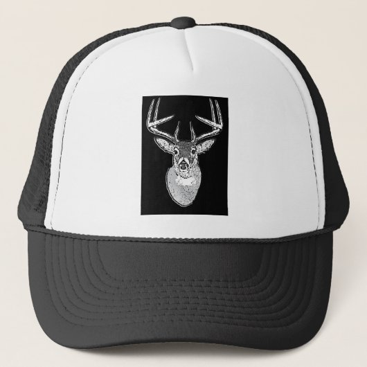 Buck on Bold Black White Tail Deal Trucker Pet (Voorkant)