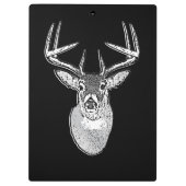 Buck op zwart ontwerp White Tail Deer Klembord (Achterkant)
