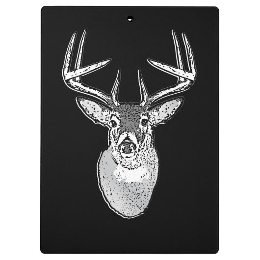 Buck op zwart ontwerp White Tail Deer Klembord (Achterkant)