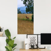 Buck Permanent in een veld Poster (Thuiskantoor)