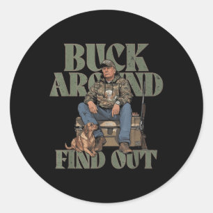 Buck rond en ontdek de camo-jacht van Trump Ronde Sticker