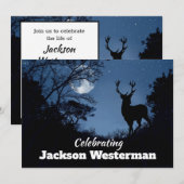 Buck Silhouette bij Night    MemorialInvitation Kaart (Voorkant / Achterkant)