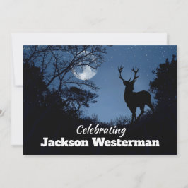 Buck Silhouette bij Night    MemorialInvitation Kaart