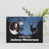 Buck Silhouette bij Night    MemorialInvitation Kaart (Staand voorkant)