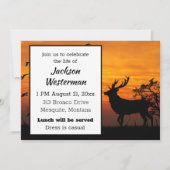 Buck Silhouette bij Sunset Memorial Invitation Kaart (Achterkant)