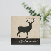Buck Silhouette Black & Ivory Invitation Kaart (Staand voorkant)
