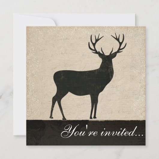 Buck Silhouette Black & Ivory Invitation Kaart (Voorkant)