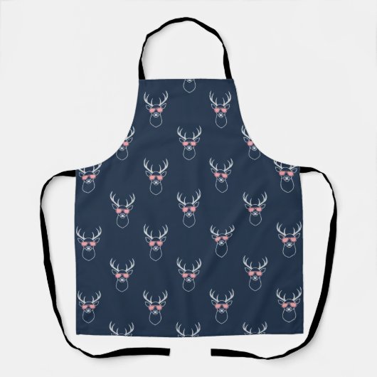 Buck Silhouette on Blue Apron Schort (Voorkant)