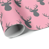Buck Silhouetten op Roze Cadeaupapier (Rol Hoek)