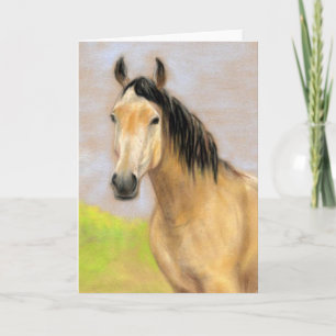 "Buck Skin Horse" pastel Art Greeting Blank Card Kaart