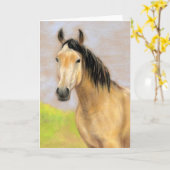 "Buck Skin Horse" Pastel Art Groeten Blank Kaart (Gele Bloem)
