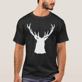 Buck Stag Head Antlers Silhouette White Deer T-shirt