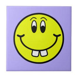 Buck Teeth Smiling Face Emoji Ceramic Photo Tile Tegeltje