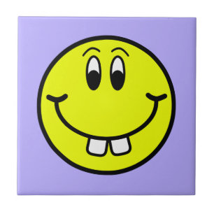 Buck Teeth Smiling Face Emoji Ceramic Photo Tile Tegeltje