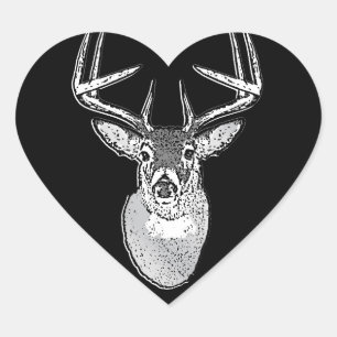Buck trofee op Black White Tail Deer Hart Sticker