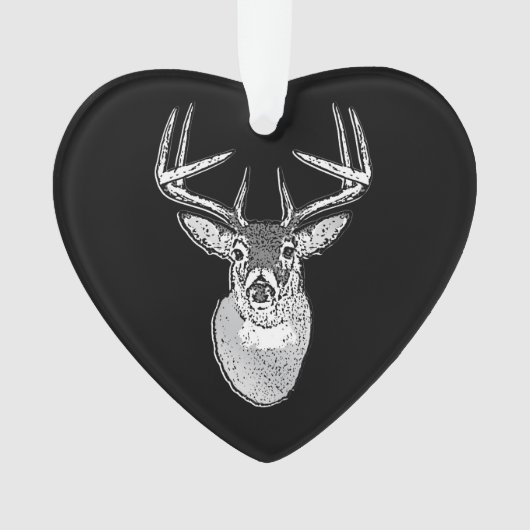 Buck trofee op Black White Tail Deer Ornament (voorkant)