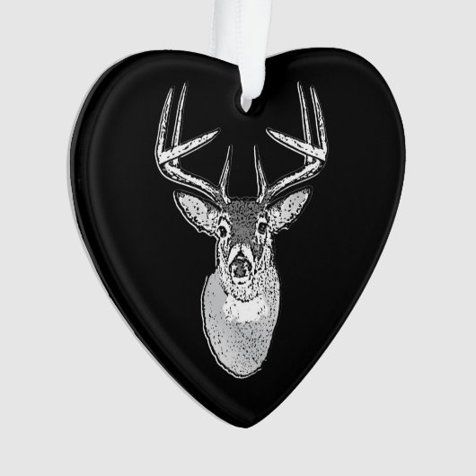 Buck trofee op Black White Tail Deer Ornament (voorkant)