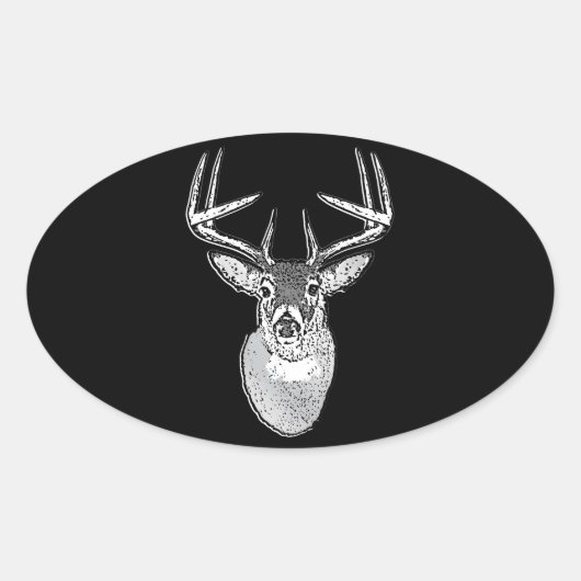 Buck trofee op Black White Tail Deer Ovale Sticker (Voorkant)