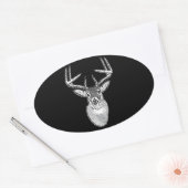 Buck trofee op Black White Tail Deer Ovale Sticker (Envelop)