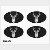 Buck trofee op Black White Tail Deer Ovale Sticker (Vel)