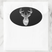 Buck trofee op Black White Tail Deer Ovale Sticker (Tas)