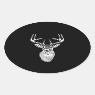 Buck trofee op Black White Tail Deer Ovale Sticker