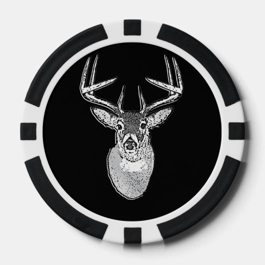 Buck trofee op Black White Tail Deer Poker Chips (Voorkant)