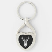 Buck trofee op Black White Tail Deer Sleutelhanger (Voorkant)