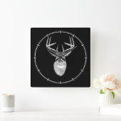 Buck trofee op Black White Tail Deer Vierkante Klok (Huis)