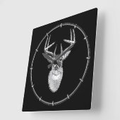 Buck trofee op Black White Tail Deer Vierkante Klok (Hoek)