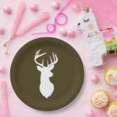 Buck White Deer Silhouette Bord | Donkerbruin (Feest)