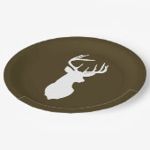 Buck White Deer Silhouette Bord | Donkerbruin (Gekanteld)