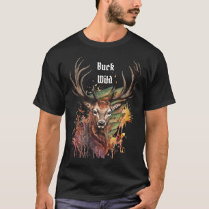 Buck Wild Deer Waterverf T-shirt