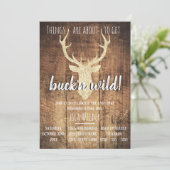 Buck Wild Last Hunt Rustic Bachelorette Party Kaart (Staand voorkant)