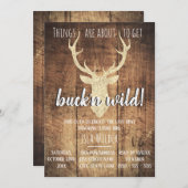 Buck Wild Last Hunt Rustic Bachelorette Party Kaart (Voorkant / Achterkant)