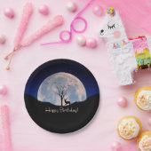 Buck with Big Rack Against Full Moon Happy BD Papieren Bordje (Feest)