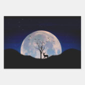 Buck with Big Rack Against Full Moon Inpakpapier Vel (Voorkant)
