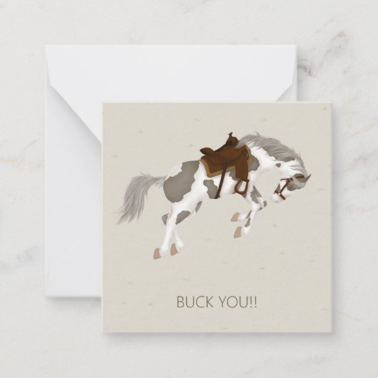 Buck you! Bucking Pinto Horse Custom Mini Notitiekaartje (Voorkant)