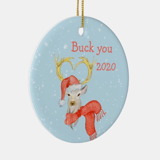 Buck You Funny Deer Covid 2020 Keramisch Ornament (Rechts)