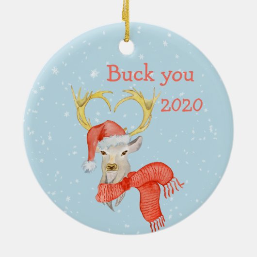 Buck You Funny Deer Covid 2020 Keramisch Ornament (Achterkant)