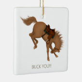 Buck you! Grappig Bruin Paard Custom Keramisch Ornament (Rechts)