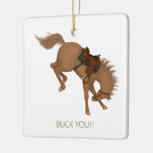 Buck you! Grappig Bruin Paard Custom Keramisch Ornament (Links)